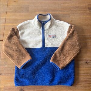 H&M Colorblock Sherpa Pullover - Blue, Cream & Brown